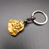 Tiger Eye Stone Keychain Maitreya Buddha for Women Men