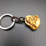 Tiger Eye Stone Keychain Maitreya Buddha for Women Men