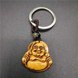 Tiger Eye Stone Keychain Maitreya Buddha for Women Men
