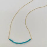 Turquoise Stone Choker Necklace 14K Filled Chain Boho Jewelry