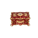 Hand Painted Rectangle Trinket Box Metal Carving Necklace Jewelry Storage