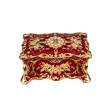 Hand Painted Rectangle Trinket Box Metal Carving Necklace Jewelry Storage