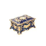 Hand Painted Rectangle Trinket Box Metal Carving Necklace Jewelry Storage