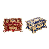 Hand Painted Rectangle Trinket Box Metal Carving Necklace Jewelry Storage