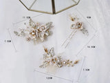 Hand Painted Floral Hair Comb Bridal Pin Vintage Leaf Headpiece