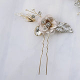 Hand Painted Floral Hair Comb Bridal Pin Vintage Leaf Headpiece