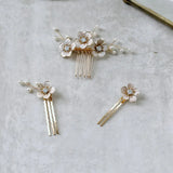 Floral Hair Pins Bridal Combs Vintage Wedding Headpiece Pearls