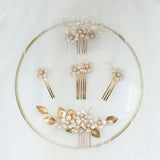 Floral Hair Pins Bridal Combs Vintage Wedding Headpiece Pearls
