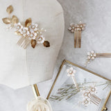Floral Hair Pins Bridal Combs Vintage Wedding Headpiece Pearls