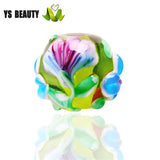 Hand-Painted Flower Coloured Glaze Beads Lampworker Glaze Beads