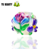 Hand-Painted Flower Coloured Glaze Beads Lampworker Glaze Beads