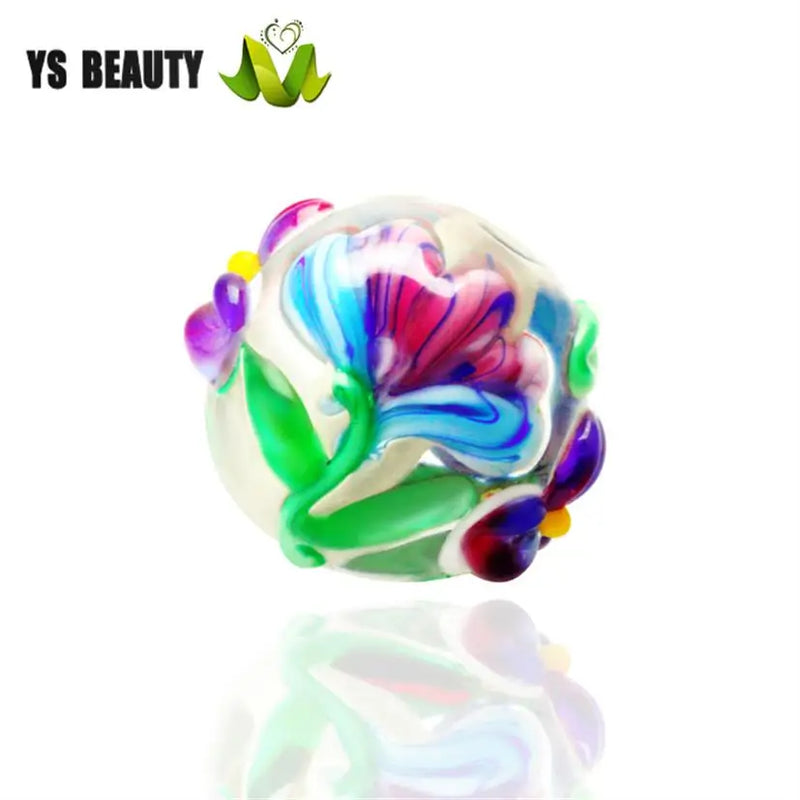 Hand-Painted Flower Coloured Glaze Beads Lampworker Glaze Beads