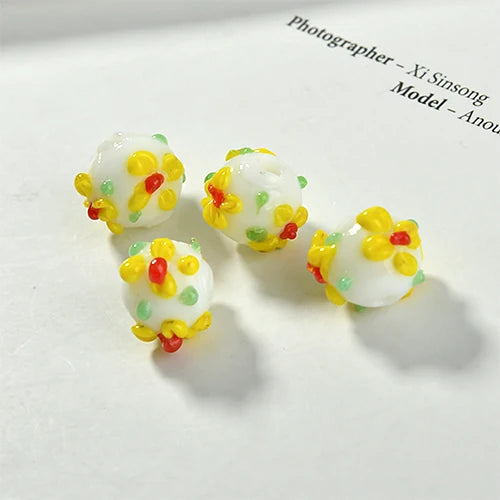 Vintage Flower Petals Glass Beads DIY Earrings Hairpin 8pc
