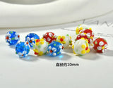 Vintage Flower Petals Glass Beads DIY Earrings Hairpin 8pc