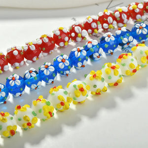 Vintage Flower Petals Glass Beads DIY Earrings Hairpin 8pc
