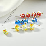 Vintage Flower Petals Glass Beads DIY Earrings Hairpin 8pc
