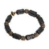 Hand Processed Strip Ebony Bracelet Hammered Copper Texture Wood Jewelry