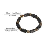 Hand Processed Strip Ebony Bracelet Hammered Copper Texture Wood Jewelry