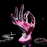 Pink Hand Ring Holder Stand, Preppy Room Decor Jewelry Display
