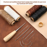 Leather Sewing Tools Kit with 30M Waxed Thread Needles Scissors Awl