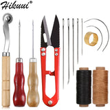 Leather Sewing Tools Kit with 30M Waxed Thread Needles Scissors Awl