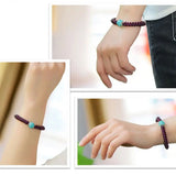 Hand Weave Garnet Bracelet Round Shape Elastic w3483