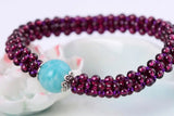 Hand Weave Garnet Bracelet Round Shape Elastic w3483