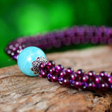 Hand Weave Garnet Bracelet Round Shape Elastic w3483