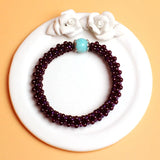 Hand Weave Garnet Bracelet Round Shape Elastic w3483
