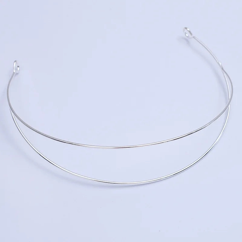 Hand Wired Tiara Crown Wedding Headpiece Double Wire Twisted Choker Necklace