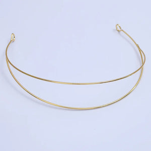 Hand Wired Tiara Crown Wedding Headpiece Double Wire Twisted Choker Necklace