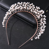 Pearl Headband Leaf Hairhoop Bride Crown Tiara Wedding Hair Accessory