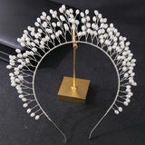 Pearl Headband Leaf Hairhoop Bride Crown Tiara Wedding Hair Accessory