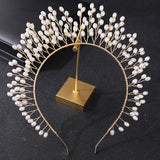 Pearl Headband Leaf Hairhoop Bride Crown Tiara Wedding Hair Accessory