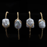 Hand-Wound Baroque Pearl Bracelet 14K Plated Bangle