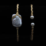 Hand-Wound Baroque Pearl Bracelet 14K Plated Bangle