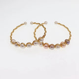 Hand-Wound AA Natural Freshwater Pearl 14K Filled Bangle
