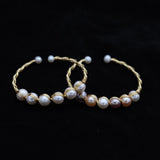 Hand-Wound AA Natural Freshwater Pearl 14K Filled Bangle
