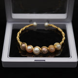 Hand-Wound AA Natural Freshwater Pearl 14K Filled Bangle