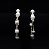 Hand-Wound AA Natural Pearl Bracelet 14K Plated Copper Bangle