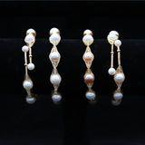 Hand-Wound AA Natural Pearl Bracelet 14K Plated Copper Bangle