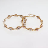 Hand-Wound AA Natural Pearl Bracelet 14K Plated Copper Bangle