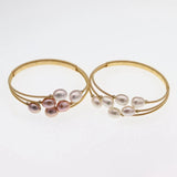 Braided Freshwater Pearl Multilayer Bracelet 14K Plated Bangle Fine Jewelry