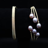 Braided Freshwater Pearl Multilayer Bracelet 14K Plated Bangle Fine Jewelry