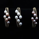 Braided Freshwater Pearl Multilayer Bracelet 14K Plated Bangle Fine Jewelry