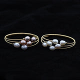 Braided Freshwater Pearl Multilayer Bracelet 14K Plated Bangle Fine Jewelry