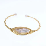 Braided AA Natural Pearl Bracelet 14K Plated Bangle