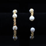 Natural Freshwater Pearl Bracelet 14K Plated Bangle