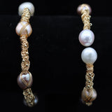 Natural Freshwater Pearl Bracelet 14K Plated Bangle