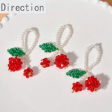 Hand Woven Crystal Glass Pearl Red Cherry Fruit Pendant DIY Ear Jewelry